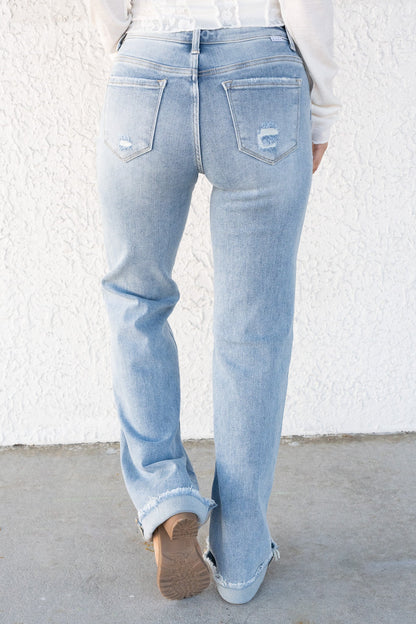 Gimme More By Risen - High Rise Straight Jeans - Light