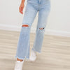 Lookin For Love By Mica - High Rise Distressed Wide Leg Jeans - Ice Light Blue