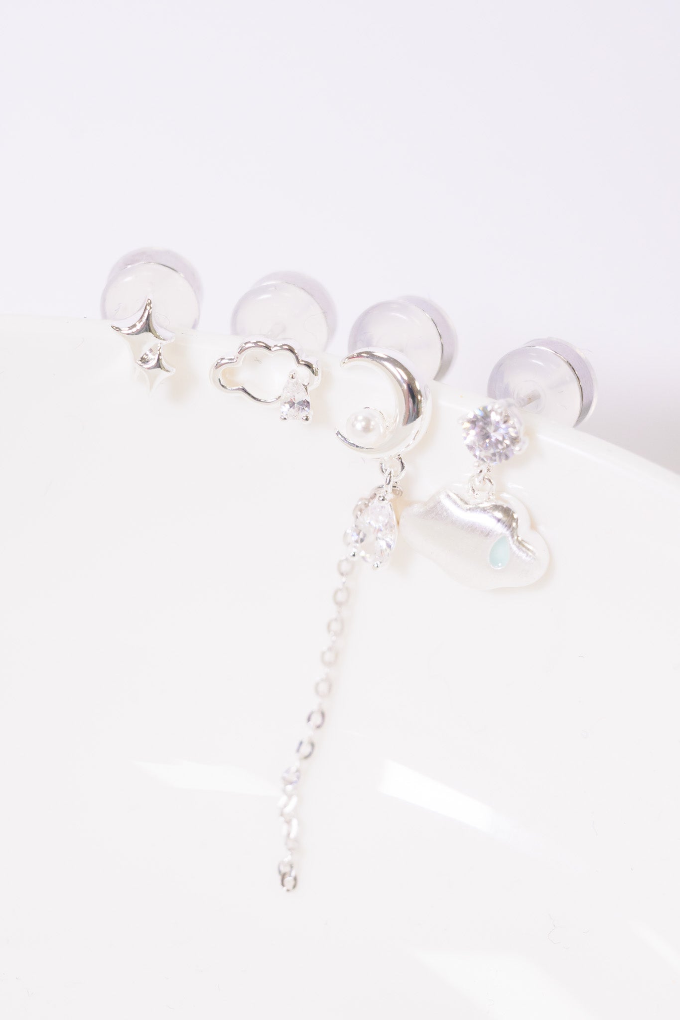 In The Clouds Earring Set - Pearl White