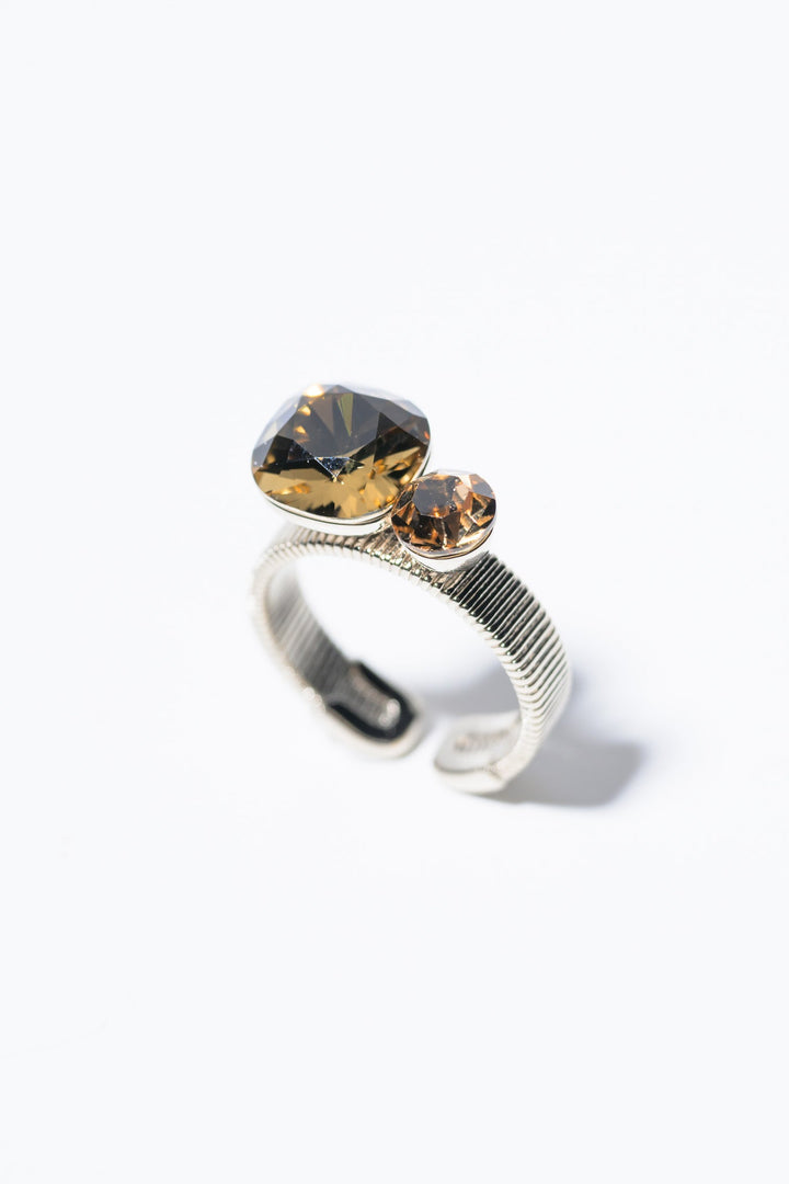 Sunday Bloom Ring Square Round - Metallic Linen Caramel