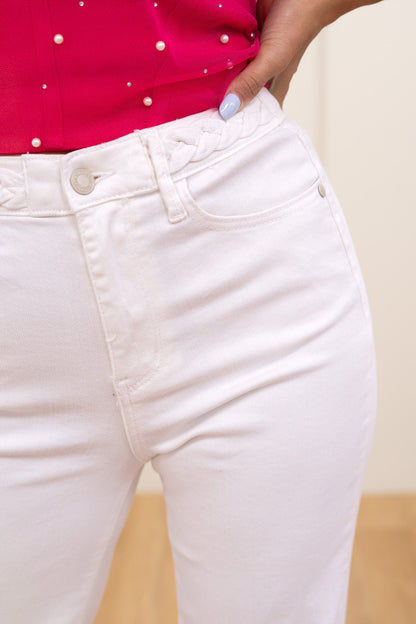 Judy Blue White Horse High Rise Braided Wide Leg Jeans *JB