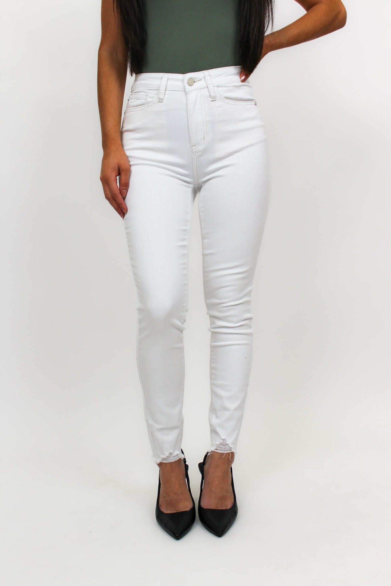 Judy Blue The Bee's Knees High Wast White Skinny Jeans