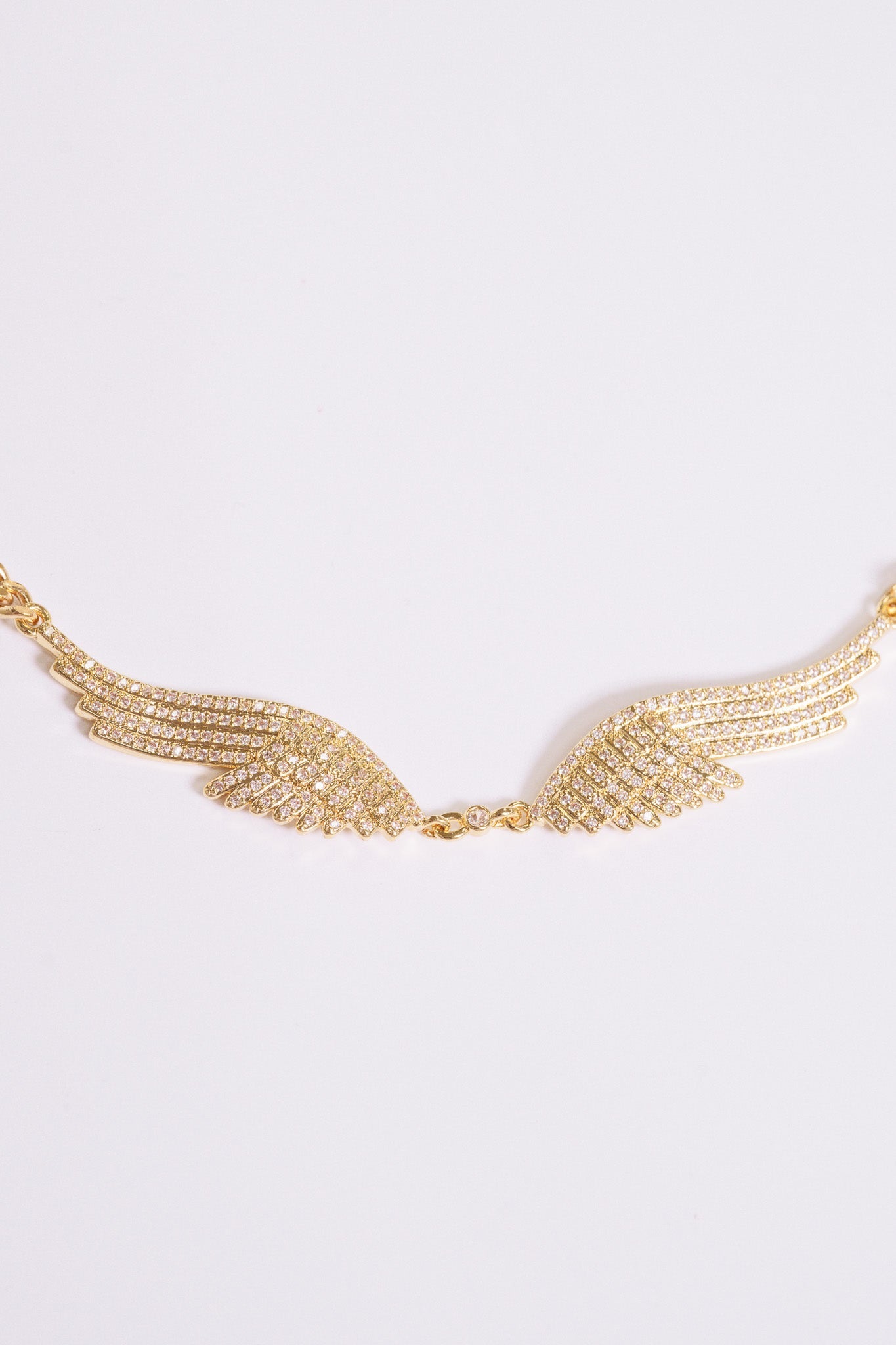 Angel Wings Necklace - Gold White