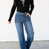 All The Class By Risen - Wide Leg Slanted Pocket Jeans - Dark