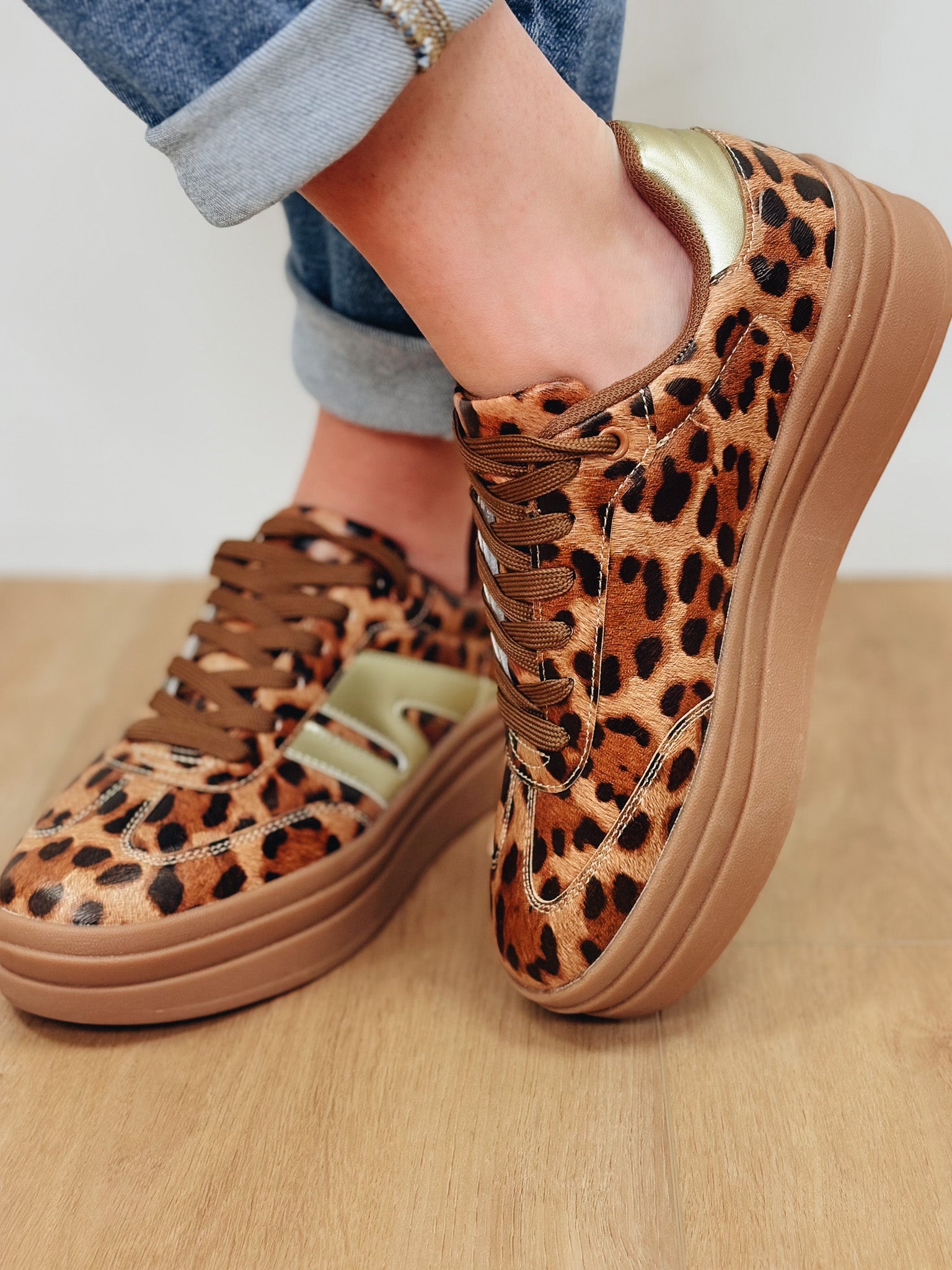 Topping Double Strap Platform Sneakers - Leopard