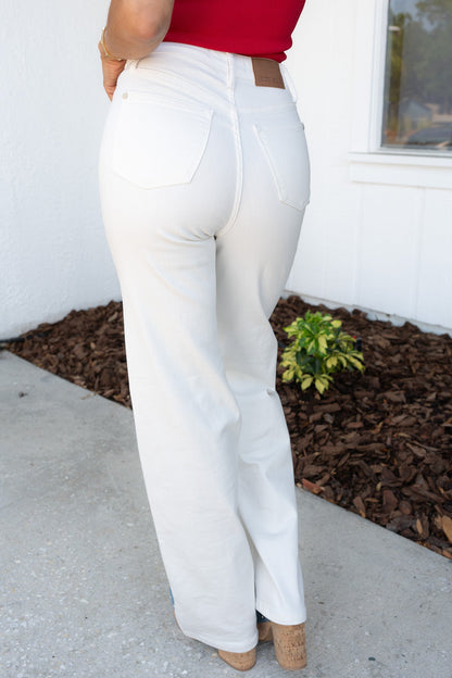 Judy Blue White Horse High Rise Braided Wide Leg Jeans *JB