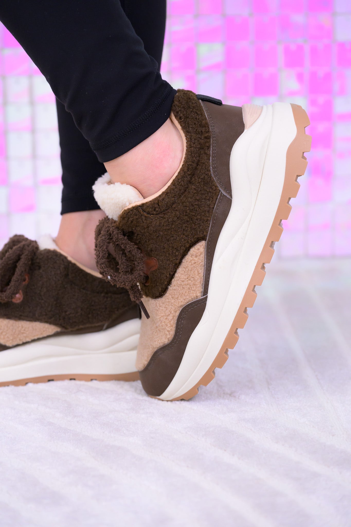 Teddy Bear Furry Sneakers - Brown Beige