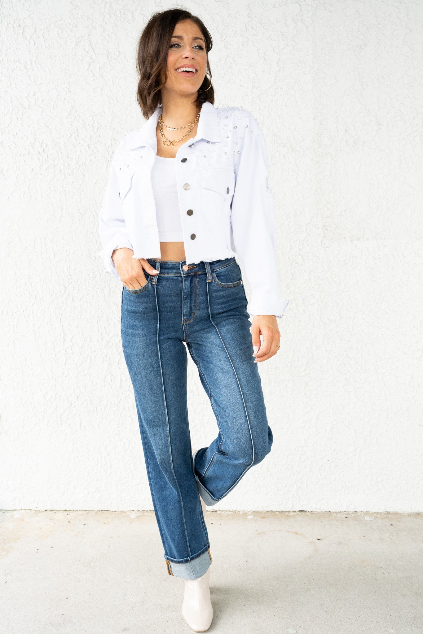 Judy Blue Sweet Cheeks High Rise Cuffed Straight Jeans