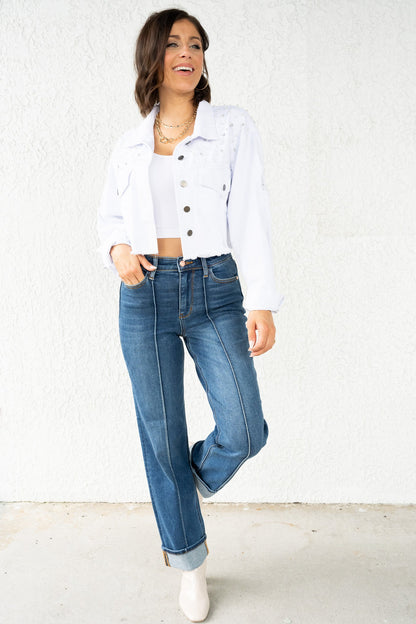 Judy Blue Sweet Cheeks High Rise Cuffed Straight Jeans