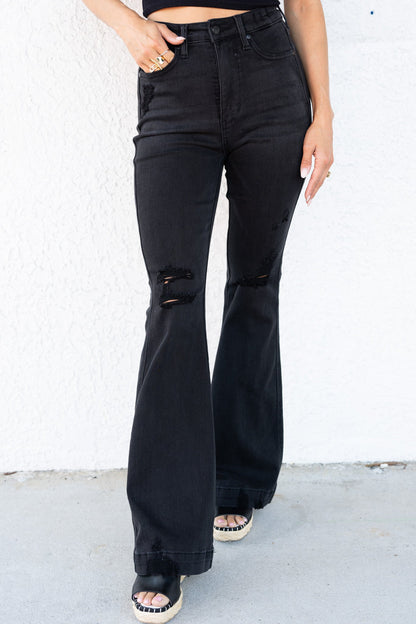 Judy Blue Pretty Little Poison High Rise Tummy Control Destroy Flare Jeans