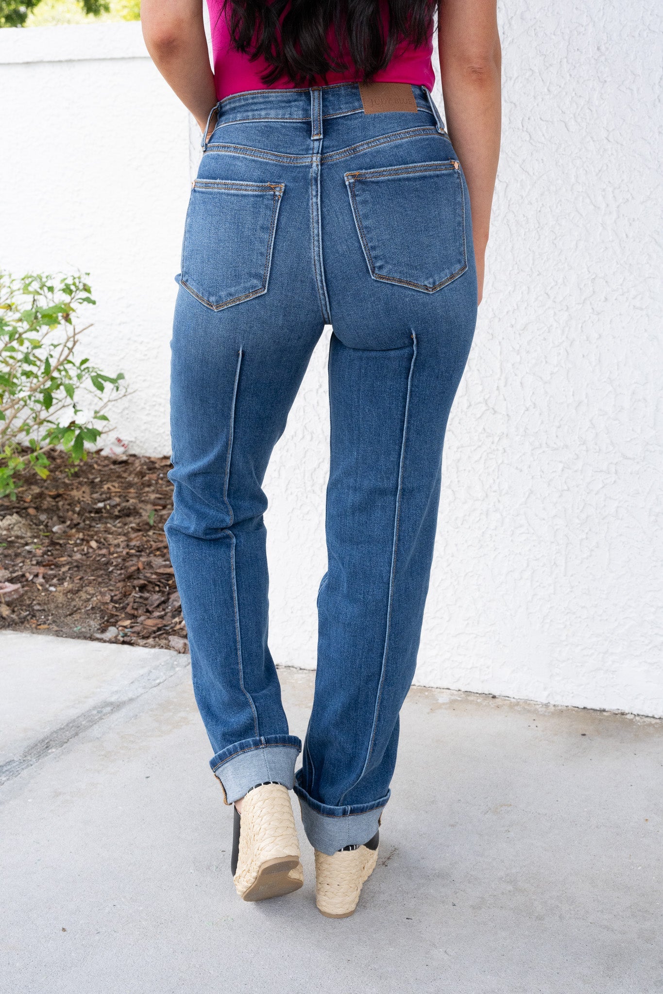 Judy Blue Sweet Cheeks High Rise Cuffed Straight Jeans