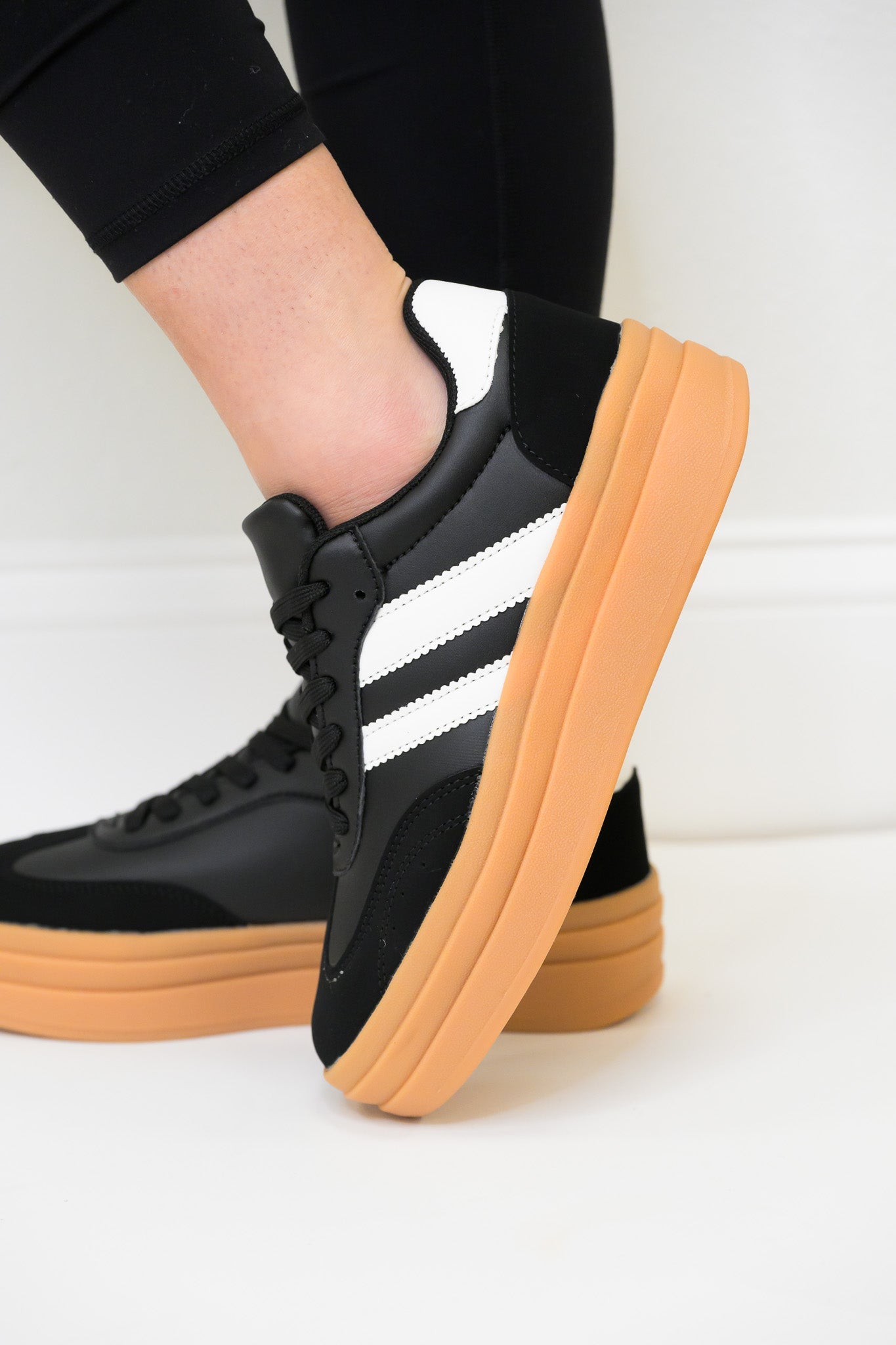 Topping Double Strap Platform Sneakers - Black White