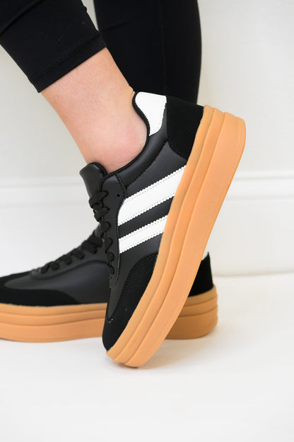 Topping Double Strap Platform Sneakers - Black White