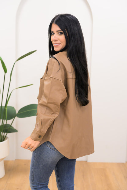 Fall To Pieces Faux Leather Shacket