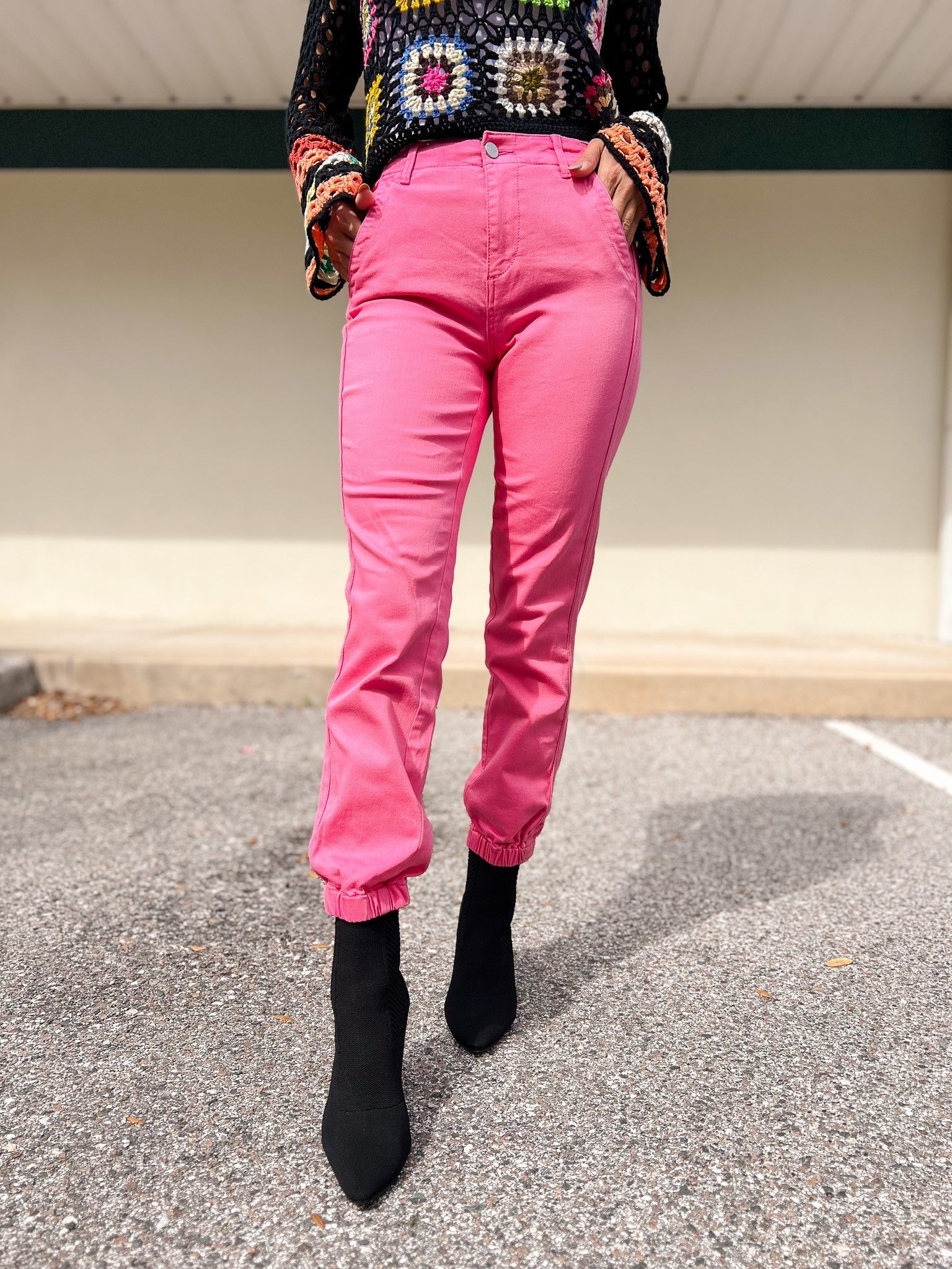 Risen Top Gun Jogger Jeans - Hot Pink