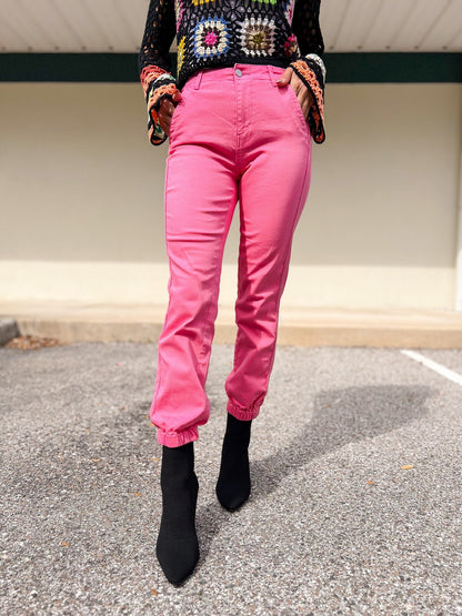Risen Top Gun Jogger Jeans - Hot Pink