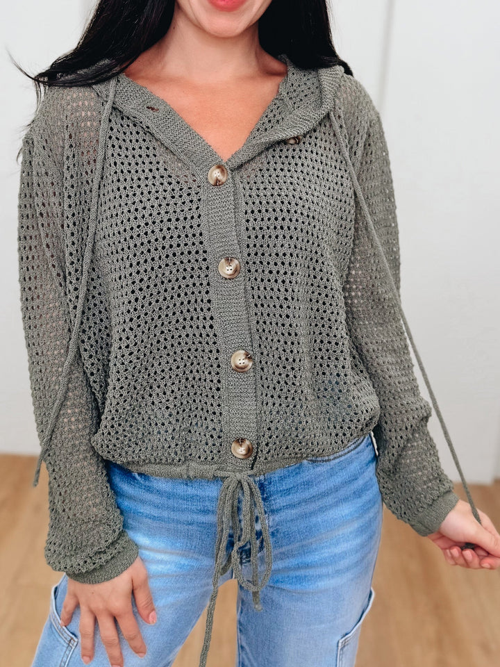 The Soft Escape Hooded Button Down Top - 2 Colors!