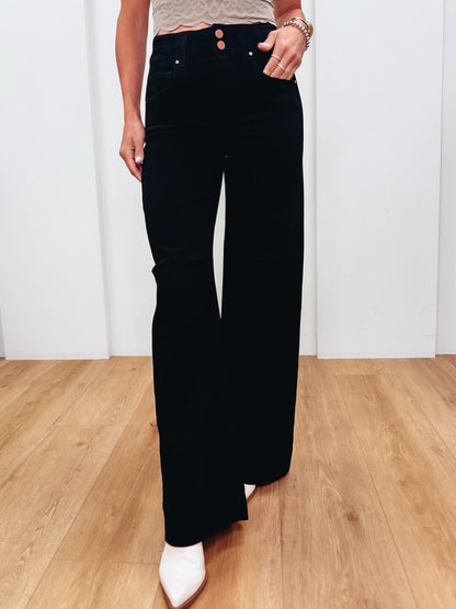 Make It Take It By Risen - High Rise Double Button Jeans - Black