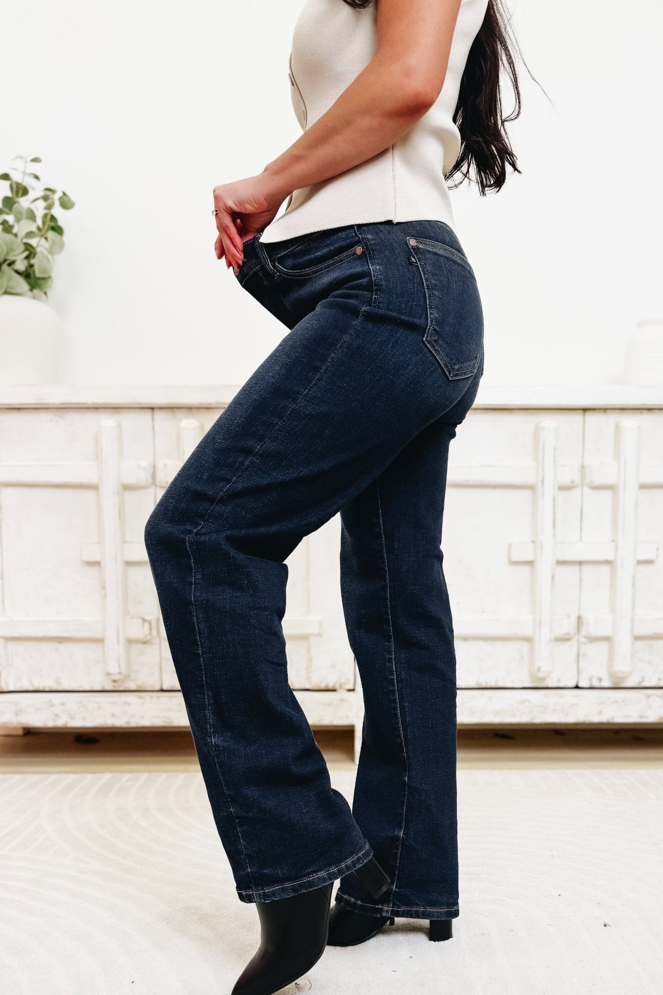 Eyes On You By Judy Blue - Mid Rise Straight Jeans - Dark - By Alexa Rae