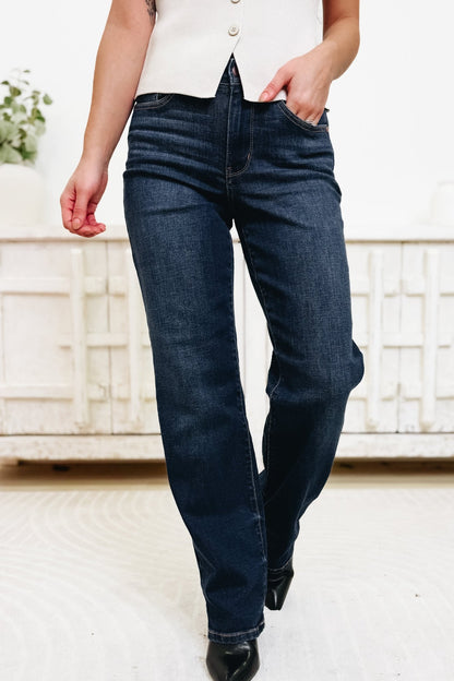 Eyes On You By Judy Blue - Mid Rise Straight Jeans - Dark - By Alexa Rae