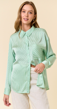 The Manhattan Stripe Button Down Top