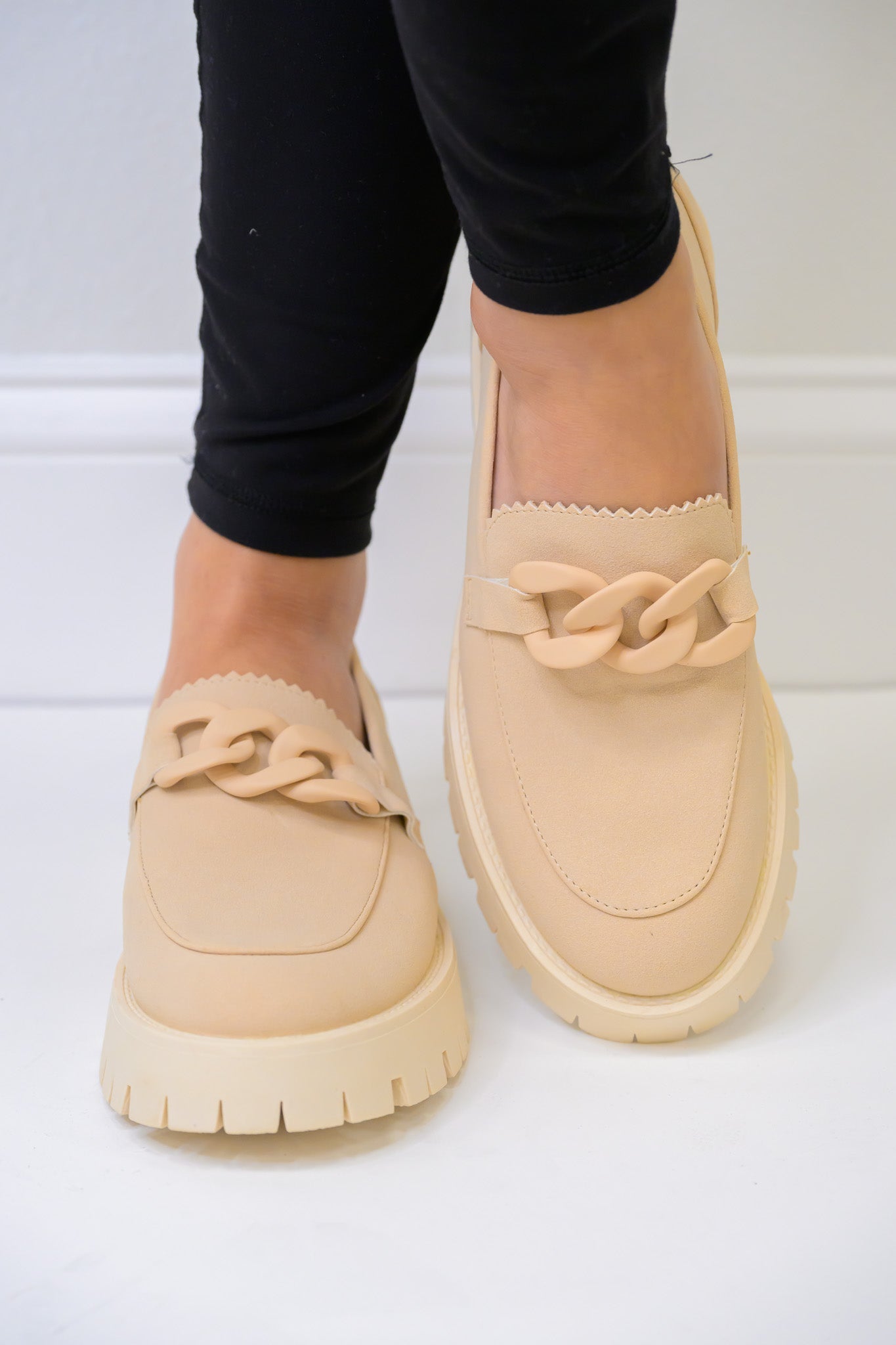 Madison Chunky Platform Loafers - Beige