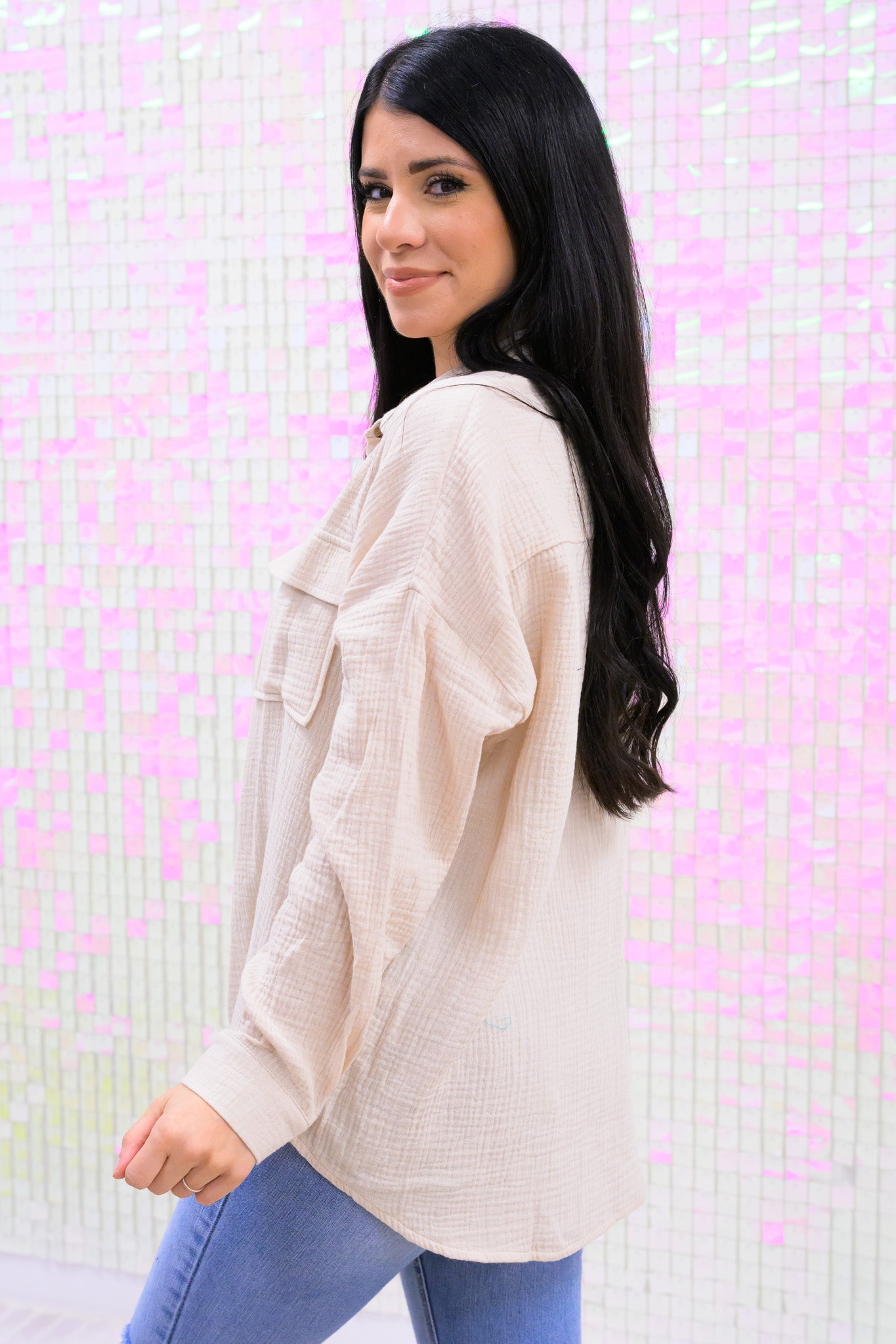 Surrendered Button Down Top