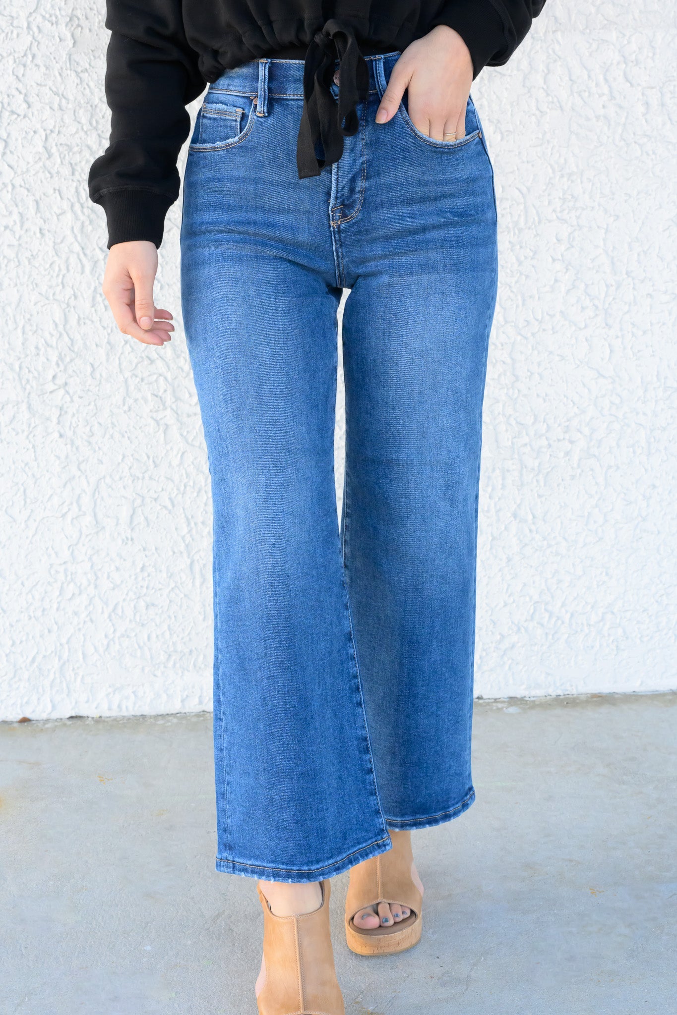 The Alice By Risen - High Rise Crop Wide Leg Jeans - Dark