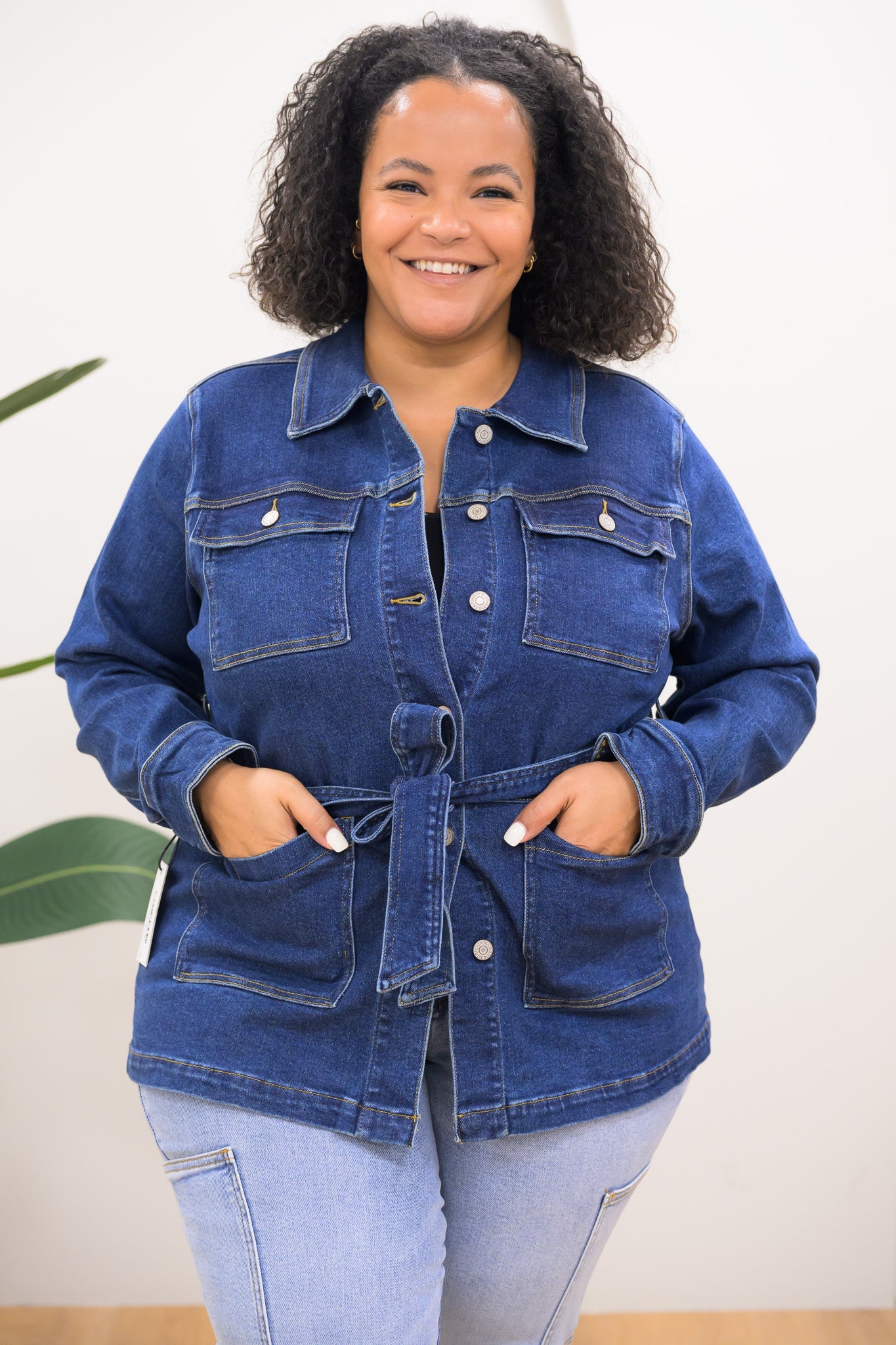The Reese By Judy Blue - Mid Length Denim Utility Side Slit Jacket