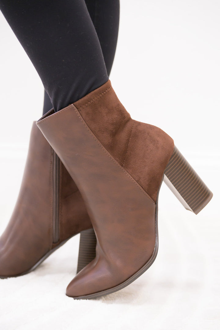 Mover Pointed Toe Ankle Booties - Brown