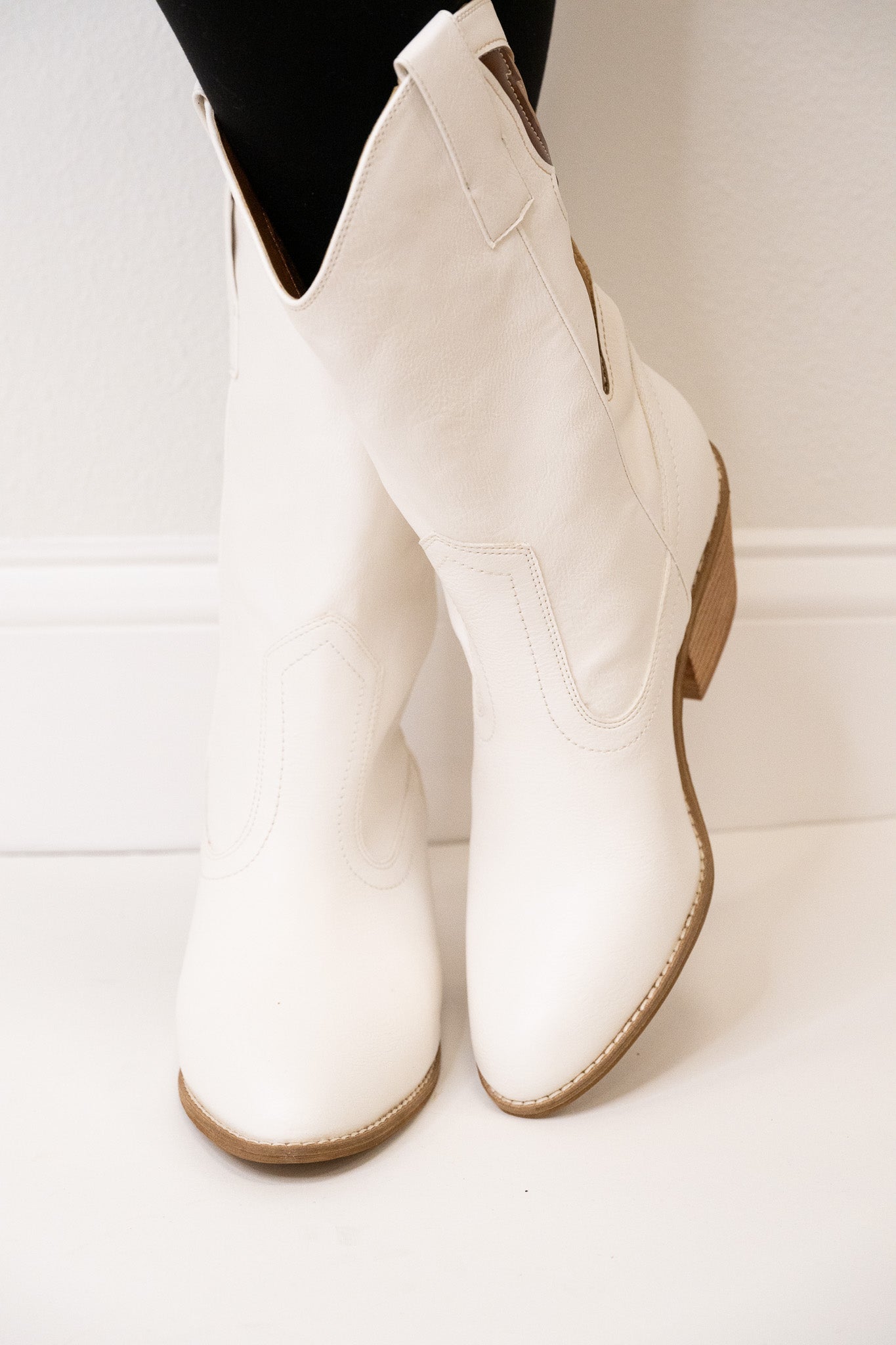 Sunny Butterfly Cutout Cowboy Boots - White