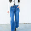 Hips Don't Lie By Risen - Tummy Control Crop Wide Leg Jeans- Dark