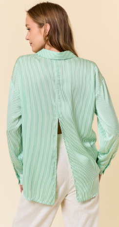 The Manhattan Stripe Button Down Top
