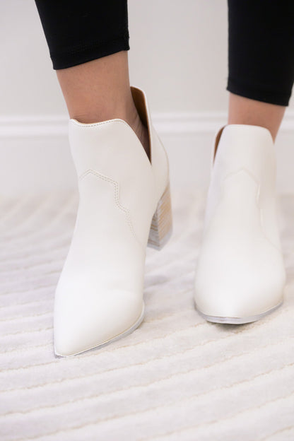 Brooklyn Western Ankle Booties - White