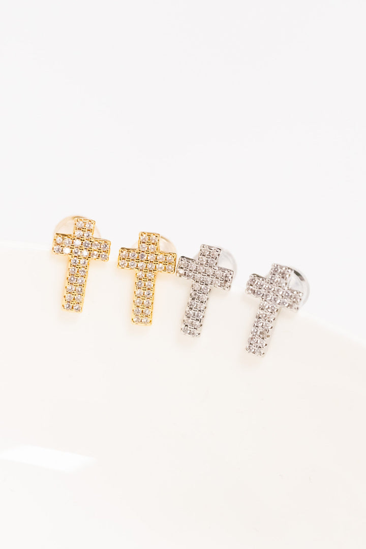 Tiny Cross Earrings