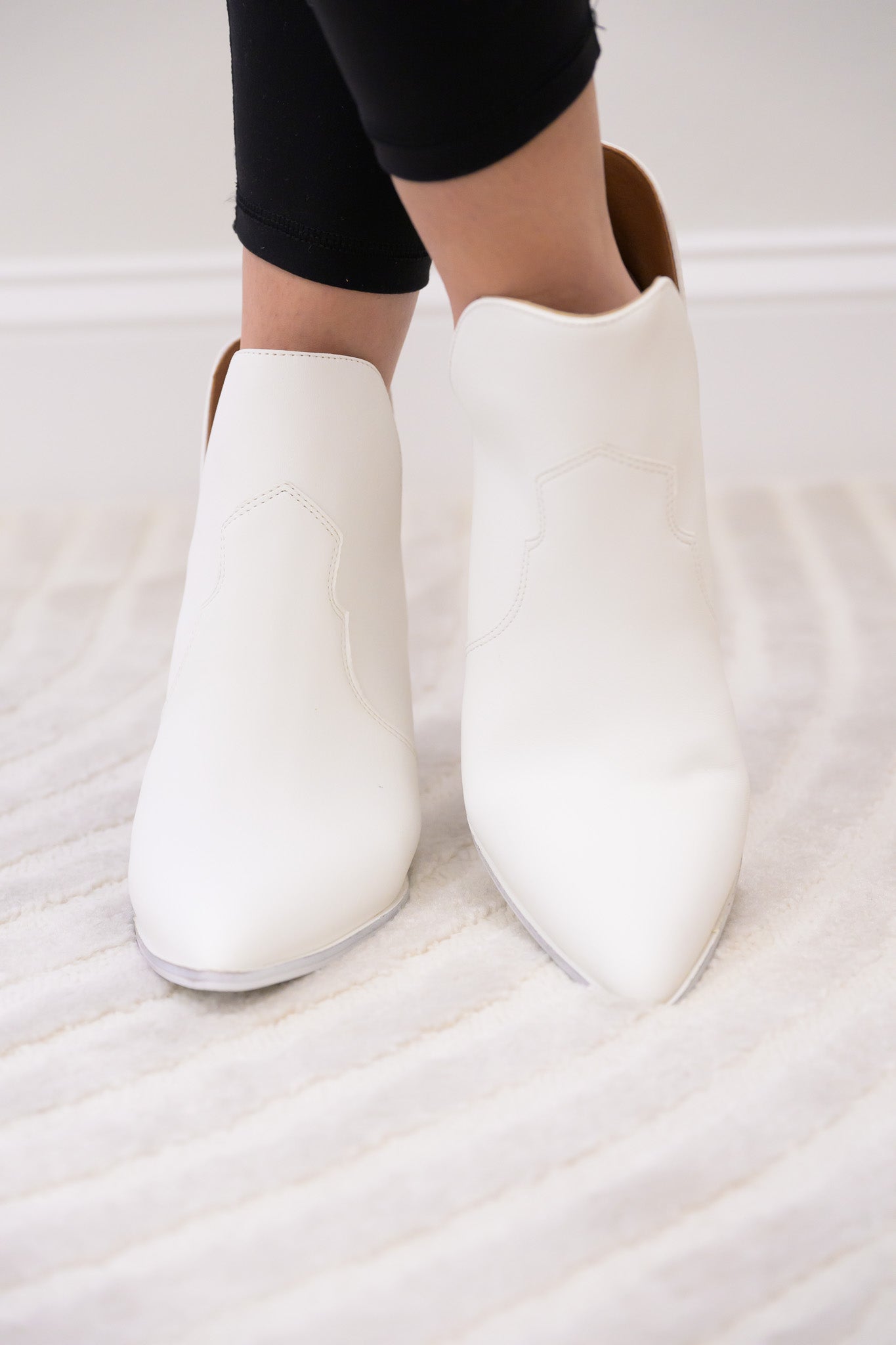 Brooklyn Western Ankle Booties - White