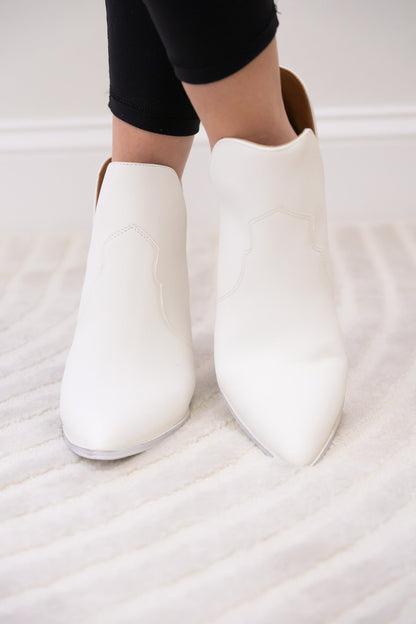 Brooklyn Western Ankle Booties - White