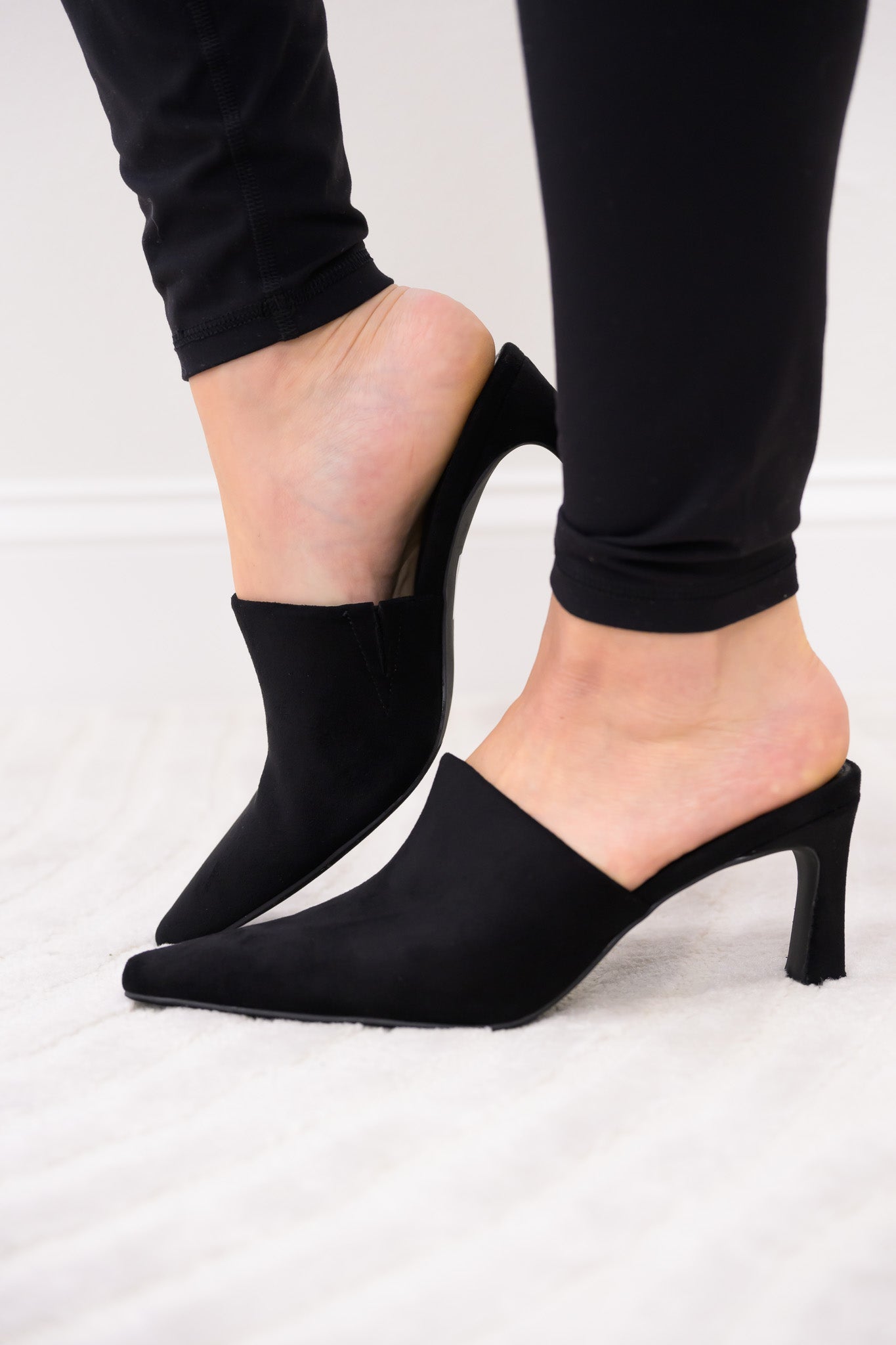 Trinee Pointed Toe Kitten Heels - Black