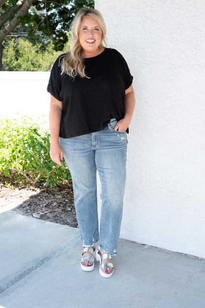Judy Blue Lovin On Me Mid Rise Distressed Straight Jeans