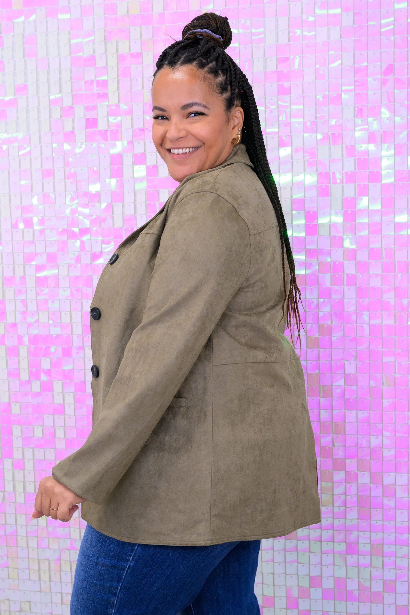 From The Beginning Faux Suede Blazer