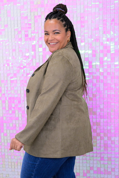 From The Beginning Faux Suede Blazer