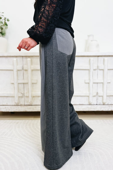 Flip Side To Pinstripe Pants - Grey - By Alexa Rae