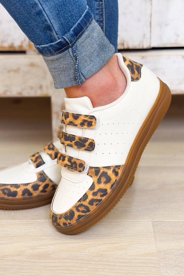 Gana Velcro Strap Casual Sneakers - Leopard - By Alexa Rae
