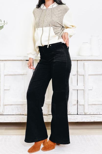 Gettin' Jiggy By Judy Blue - High Rise Retro Wide Jeans - Black - By Alexa Rae
