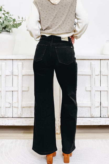 Gettin' Jiggy By Judy Blue - High Rise Retro Wide Jeans - Black - By Alexa Rae