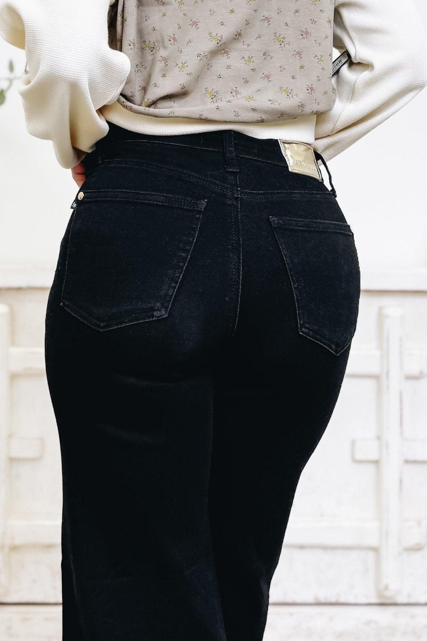 Gettin' Jiggy By Judy Blue - High Rise Retro Wide Jeans - Black - By Alexa Rae