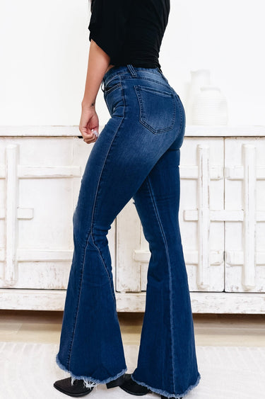Gigi Fit To Flare High Rise Jeans - Dark Denim - By Alexa Rae