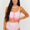 Pink Striped Swimsuit Set