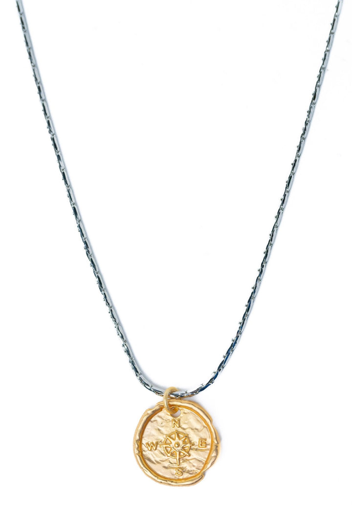 Golden Compass Necklace - Silver Gold - By Alexa Rae