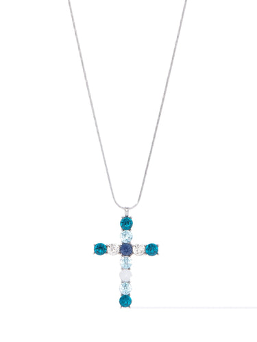 Grace In The Sky Cross Necklace - Aqua Sky - By Alexa Rae